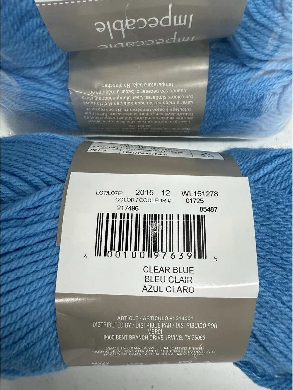 Loops & Threads Impeccable Yarn 100% Acrylic Clear Blue 3 Skein Lot
